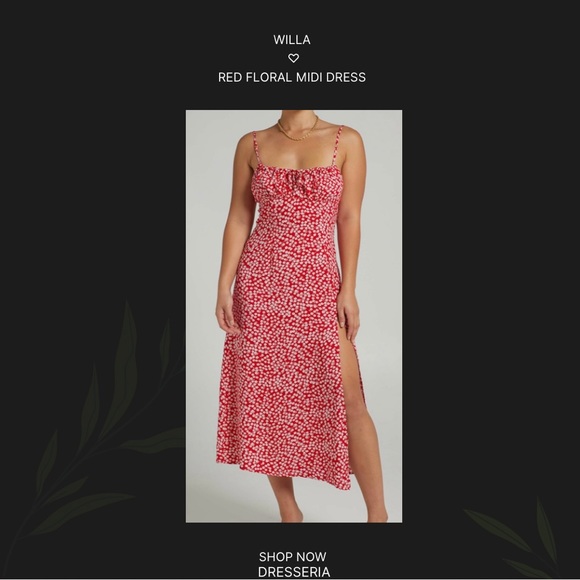 SHOWPO - WILLA RED FLORAL MIDI DRESS - Picture 1 of 1